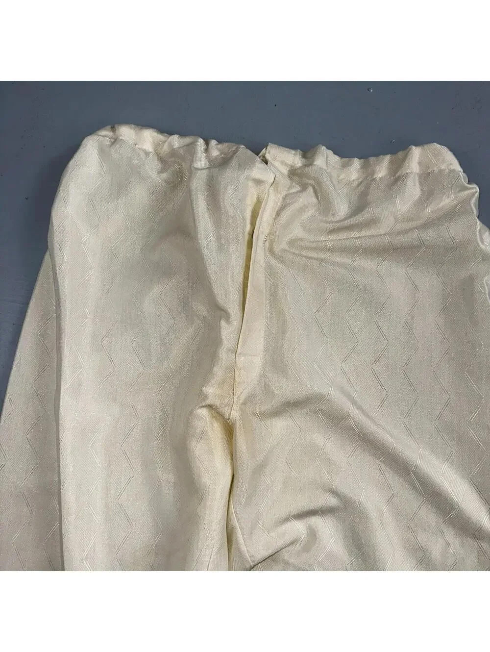Christian Dior VTG Pajama Set Mens Cream Pants Shirt USA 90s Heavy Wear